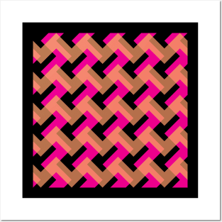 'Zagga' - in Cerise, Salmon Pink and Taupe on a Black base Posters and Art